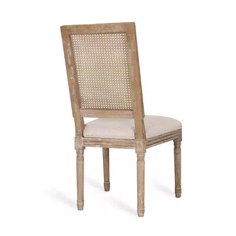 of 4 French Country Wood and Cane Upholstered Dining Chairs