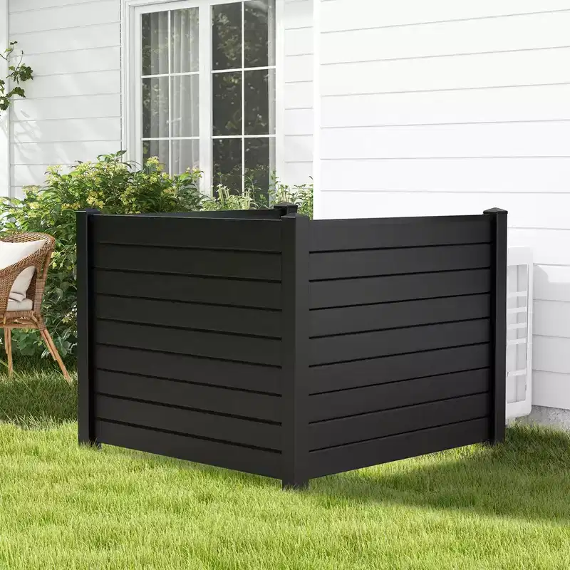 Costway 48L x 37.5H Air Conditioner Fence with 3 Ground Stakes Black/White