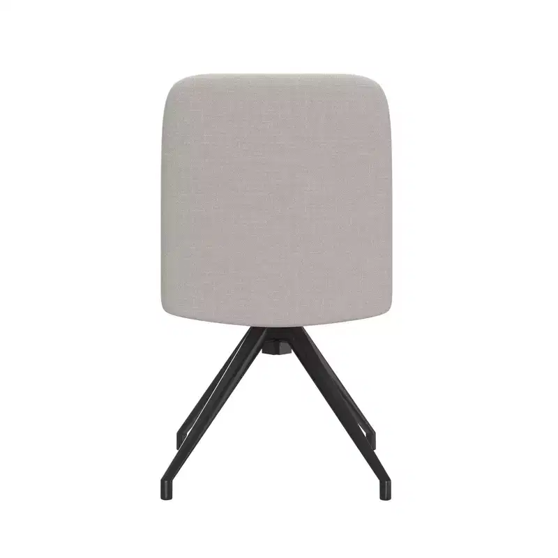 VECELO Upholstered Office Desk Chair Cross Legged Chair with Wide Padded Seat, Modern Computer Task Chair Gray/Beige