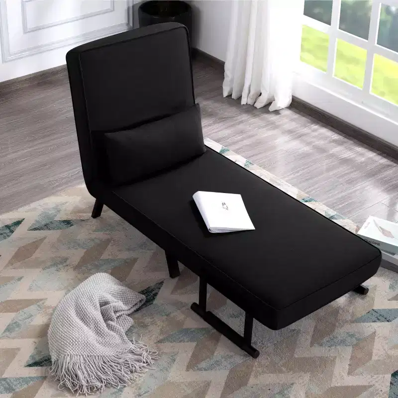 26 4-in-1 Convertible Folding Arm Chair Sofa Bed, 5-Position Adjustable Backrest with Lumbar Pillow