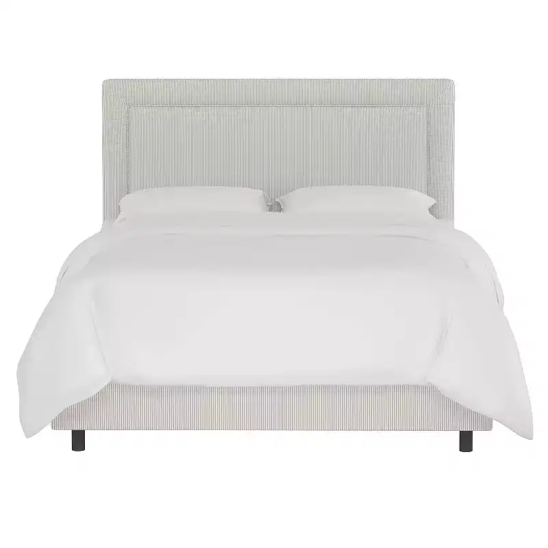 Empire Upholstered Bed – Oxford Striped Taupe