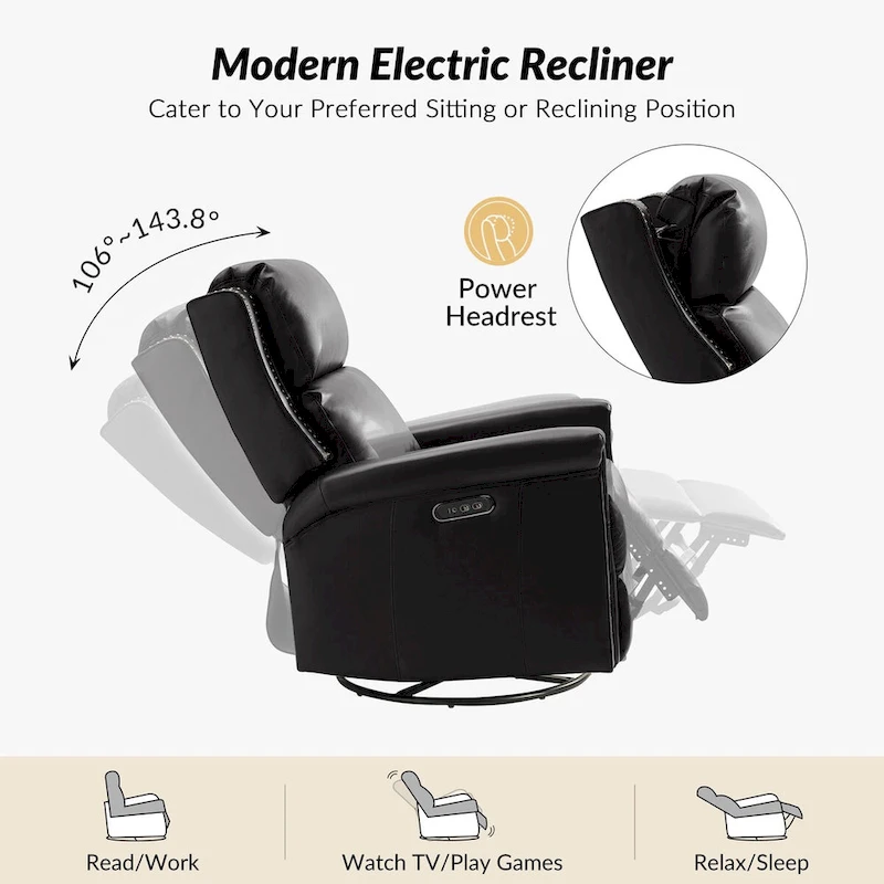 Tobias Traditional Swivel And Rocker Power Recliner Set of 2 by HULALA HOME