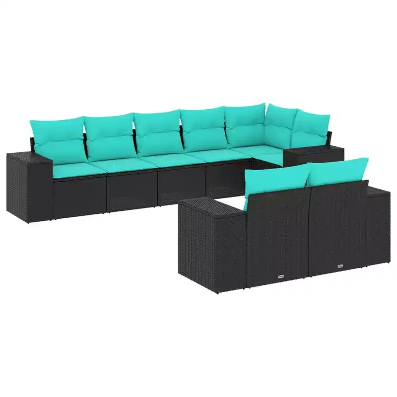 vidaXL Patio Sofa Set with Cushions, Modular Outdoor Sectional, Poly Rattan, Multiple Colors/Models