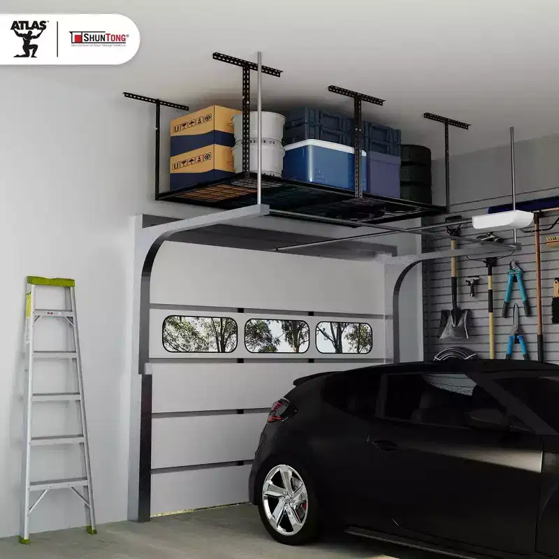 4'x8' The Overhead Garage Storage Rack 1100 lbs Weight Capacity Hammertone Finish Black