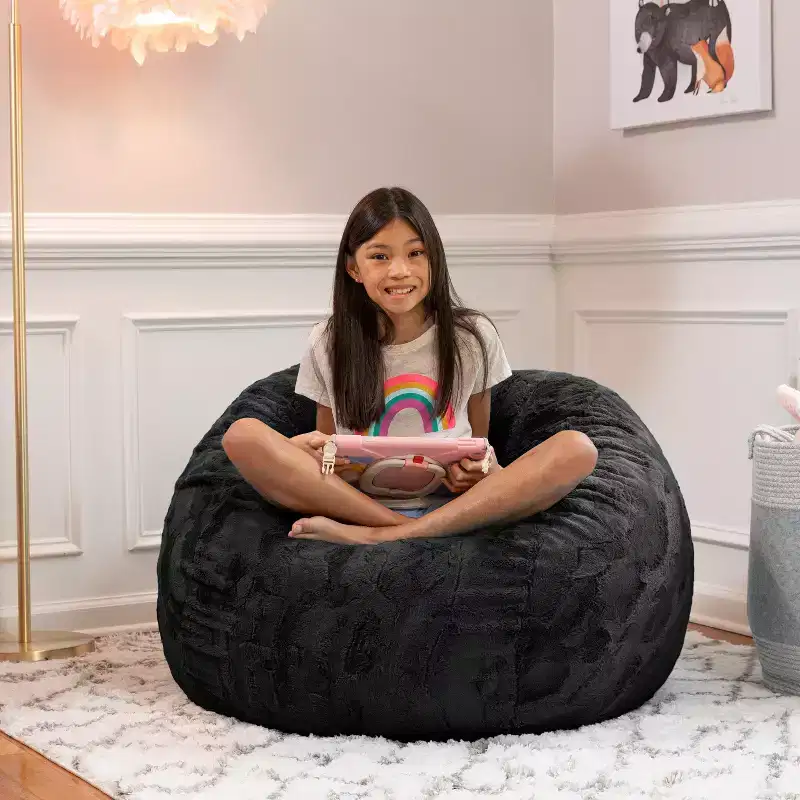 3 Foot Bean Bag Chair - Faux Fur - Fun Colors