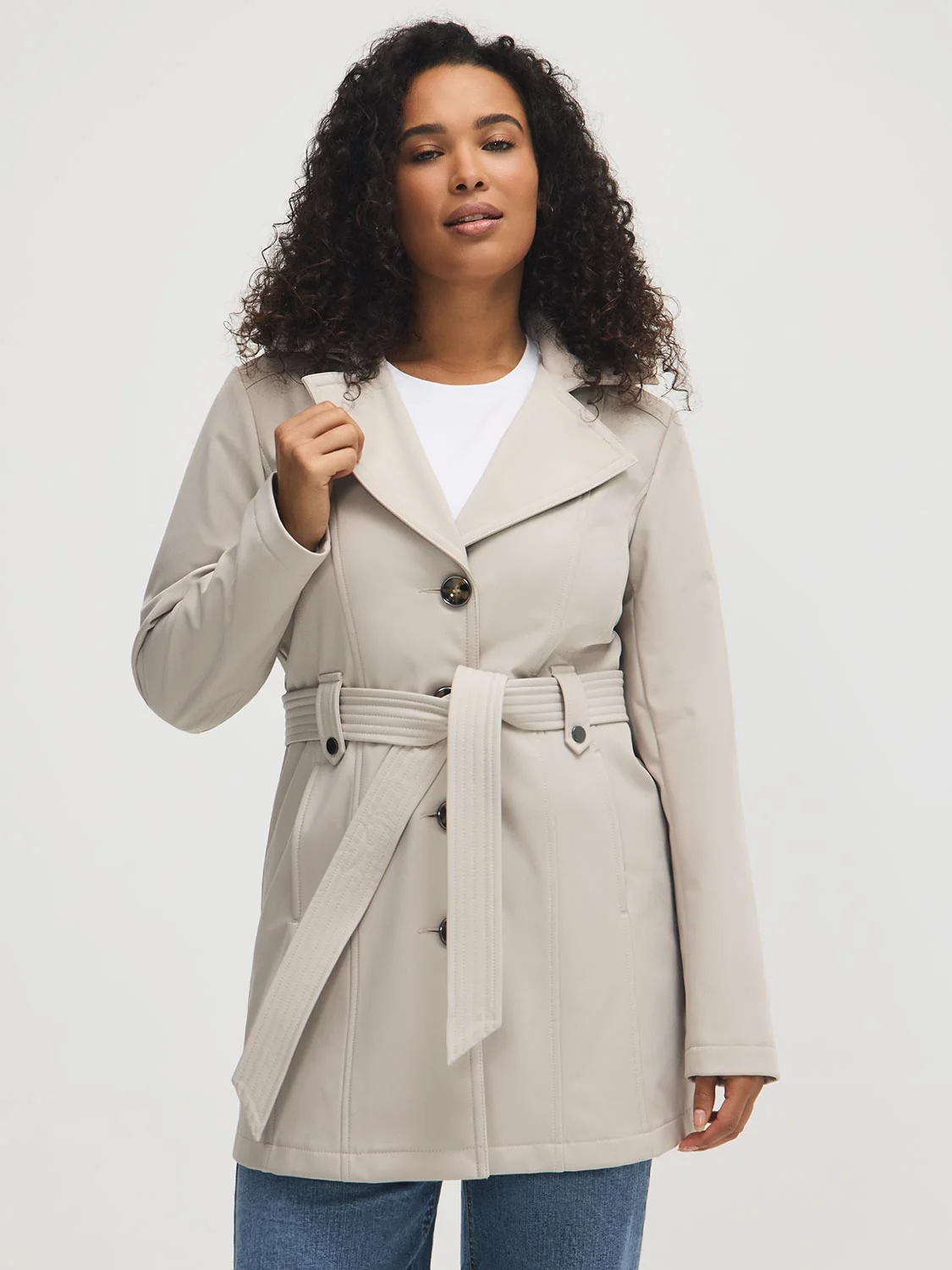 Mid-Length Hooded Trench Coat
