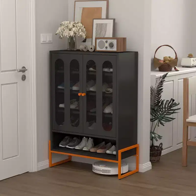 Shoe Organizer, Shoe Cabinet with 2 Double-sided Mesh Doors and Movable Double-layer Partitions, Cabinet for Living Room, Hallway