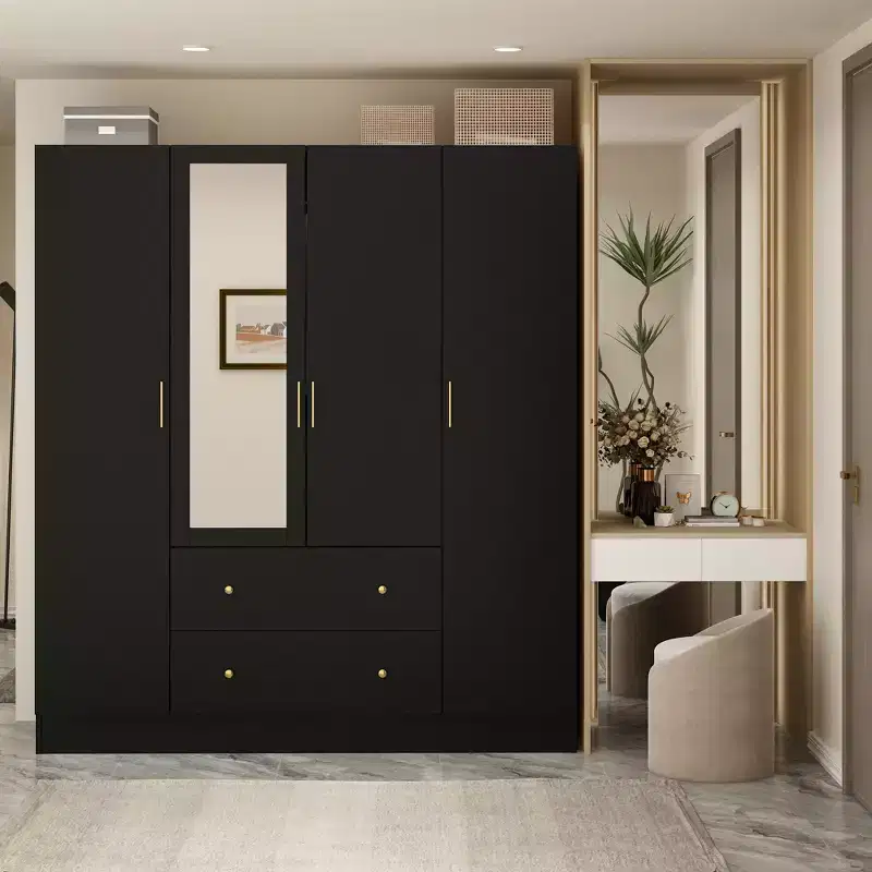 Famapy Modern Wardrobe with Mirror Closet Organization Armoire: Sturdy Rails, Smooth Drawers  Practical & Stylish