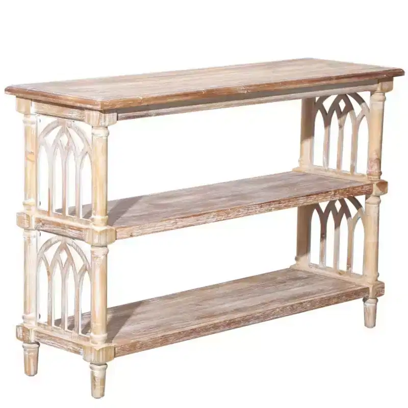 GDFStudio Arthur Gothic Rustic 3-Tier Console Table