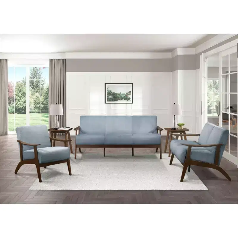Okak Modern Accent Chair Contemporary Living Room Chair with Velvet Upholstered Walnut Finish Wood Armchair for Reading Room Bedroom