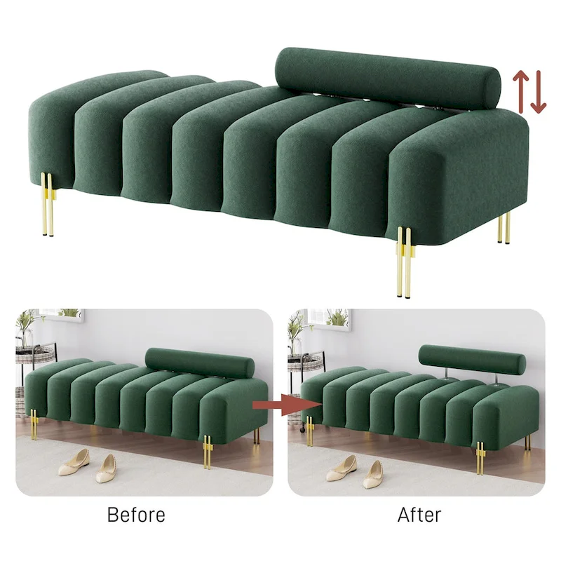 Ouyessir 52.2 Modern Channel Tufted Window Bench with Adjustable Back