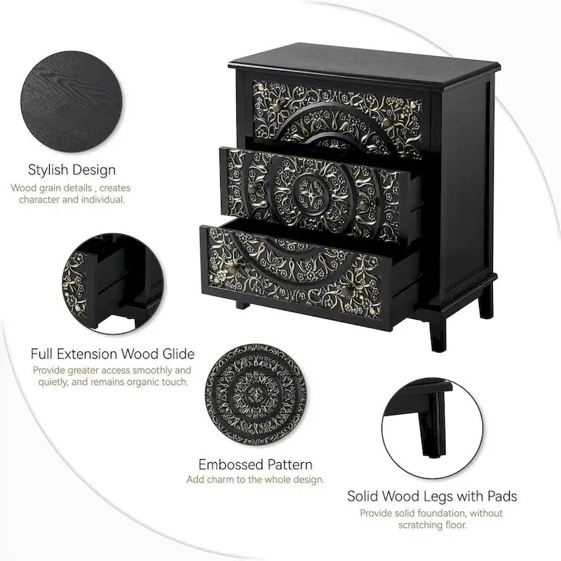 Farmhouse Fully-Assembled Nightstand with 2-Drawer