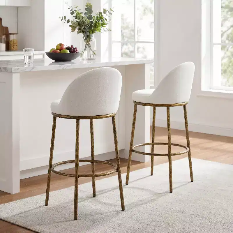 Christopher Knight Home Chaiwat Modern Metal Upholstered Bar Stools (Set of 2)