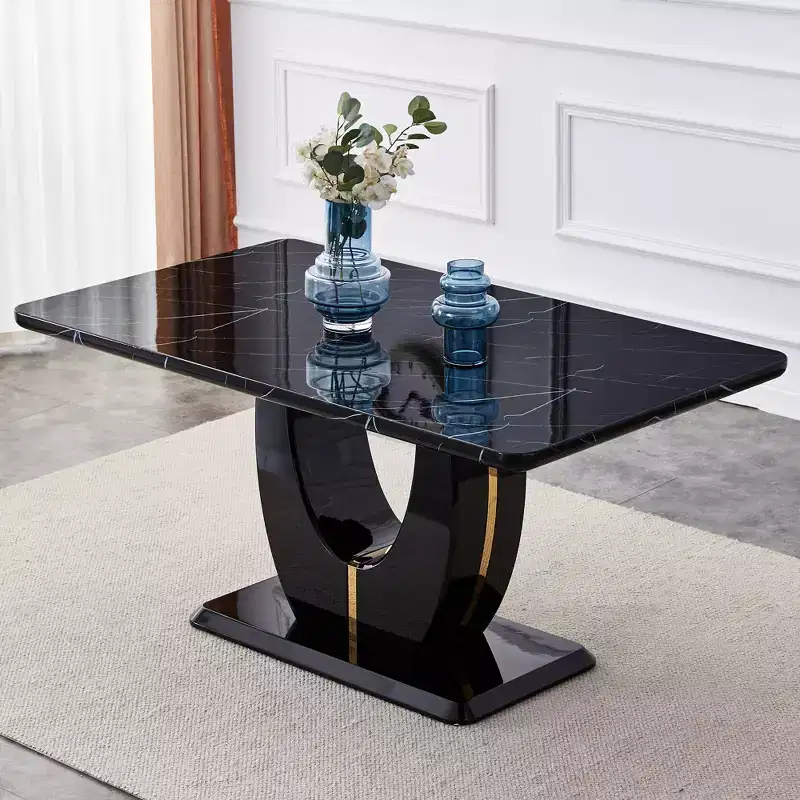 GDFStudio Takumi Modern Wooden Dining Table with Imitation Marble Grain
