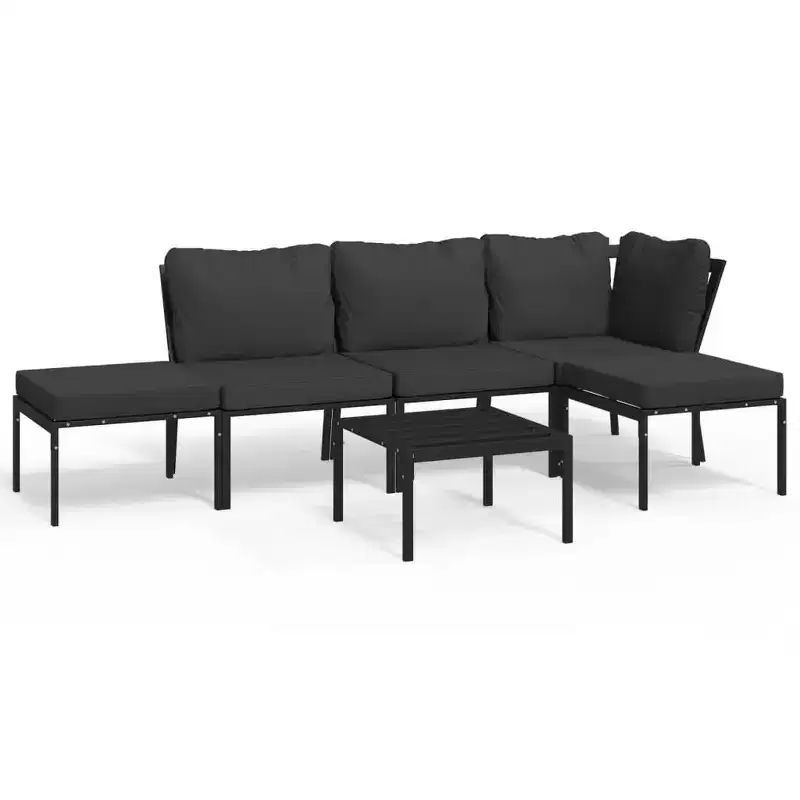 vidaXL Patio Furniture Set Sectional Sofa Patio Lounge Set with Cushions Steel