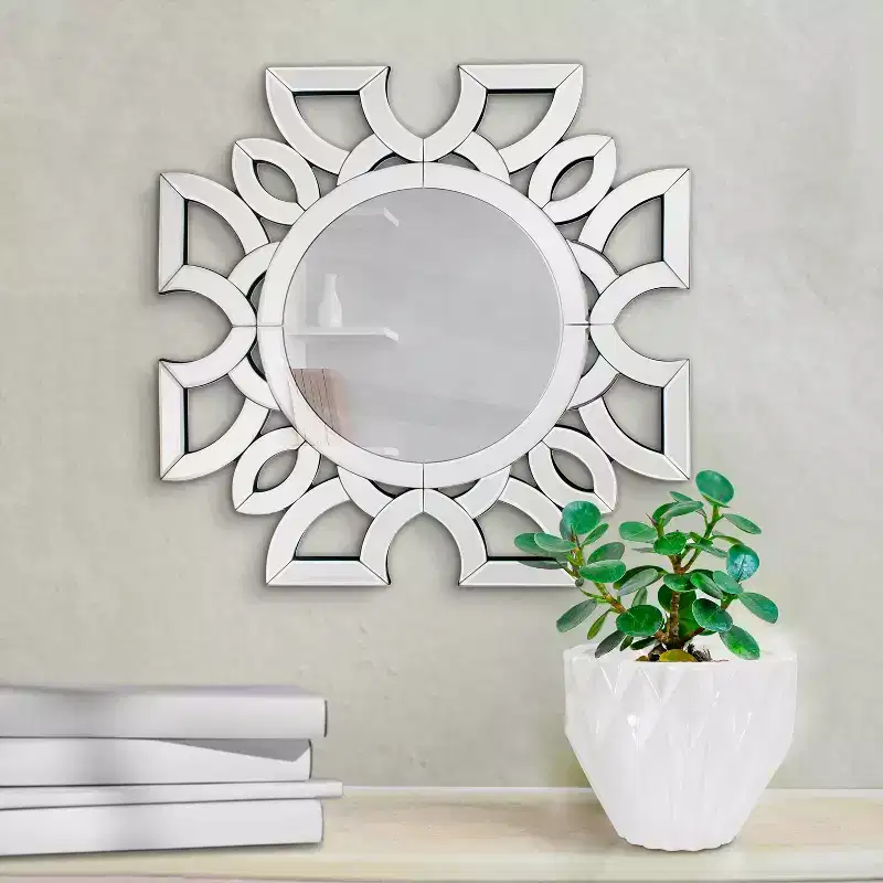 Howard Elliott 19.75"x19.75" Eduina Round Symmetrical Cut Pattern Wall Mirror