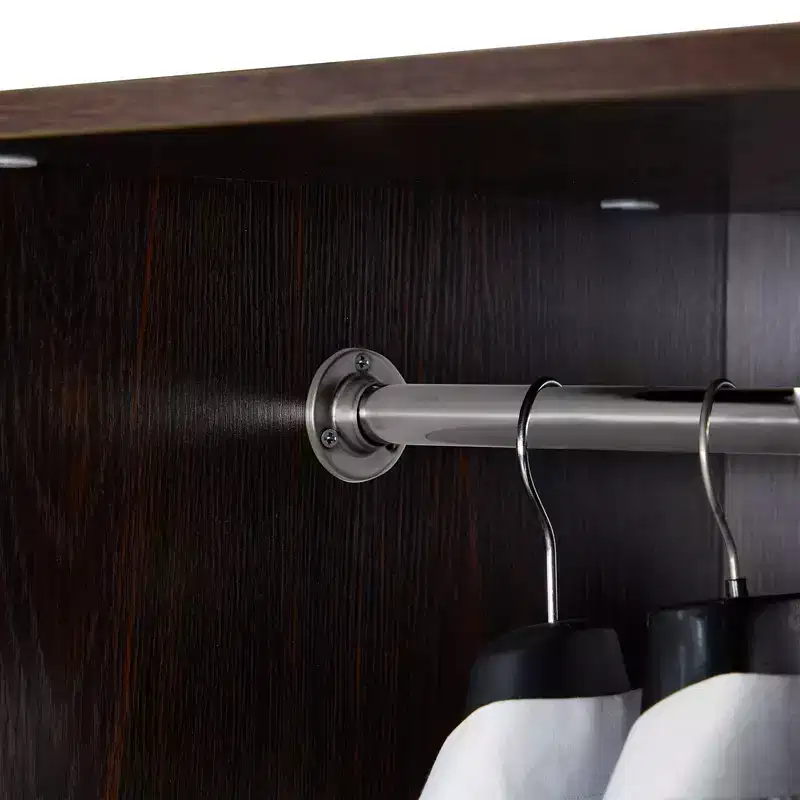 Keloyid Brown Wood 62.99 in. Armoire with 3 Drawers and 6 Shelves