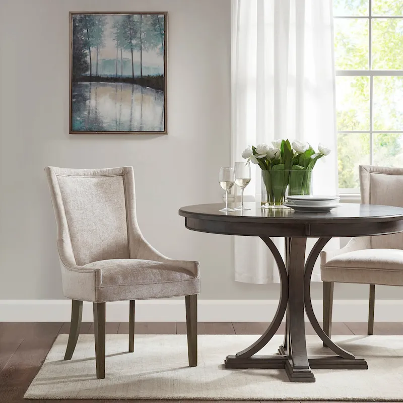 Ultra Upholstered Dining Side Chairs With Wood Legs (Set of 2)