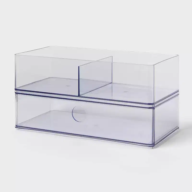 Clear Divided Bin with Drawer - Brightroom™