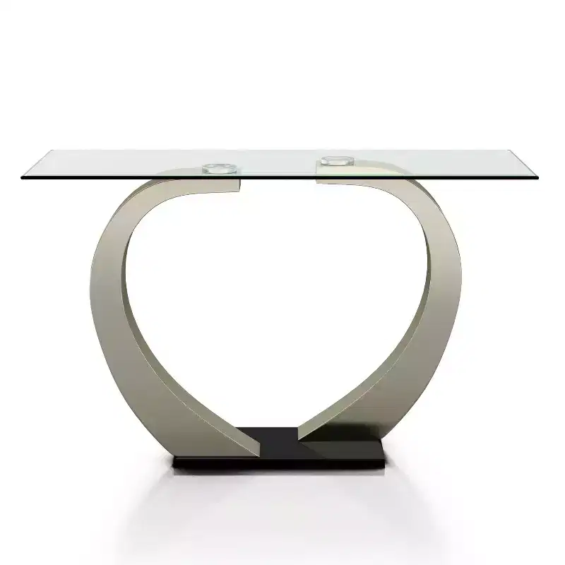 Sylvie Modern Curved Glass Top Sofa Table Silver/Black - HOMES: Inside + Out
