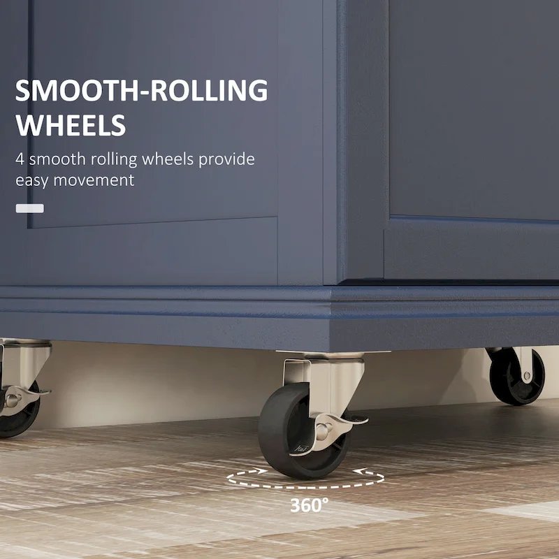 Kitchen Island on Wheels, Rolling Kitchen Cart with Stainless Steel Countertop, Drawer, Gray