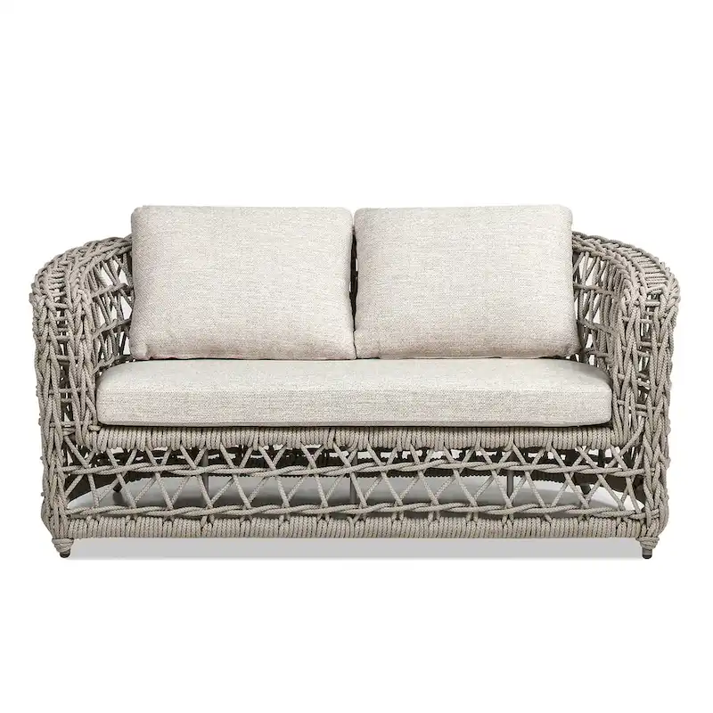 Everly 63.5 Woven Frame Barrel Deep Seating Patio Loveseat Sofa