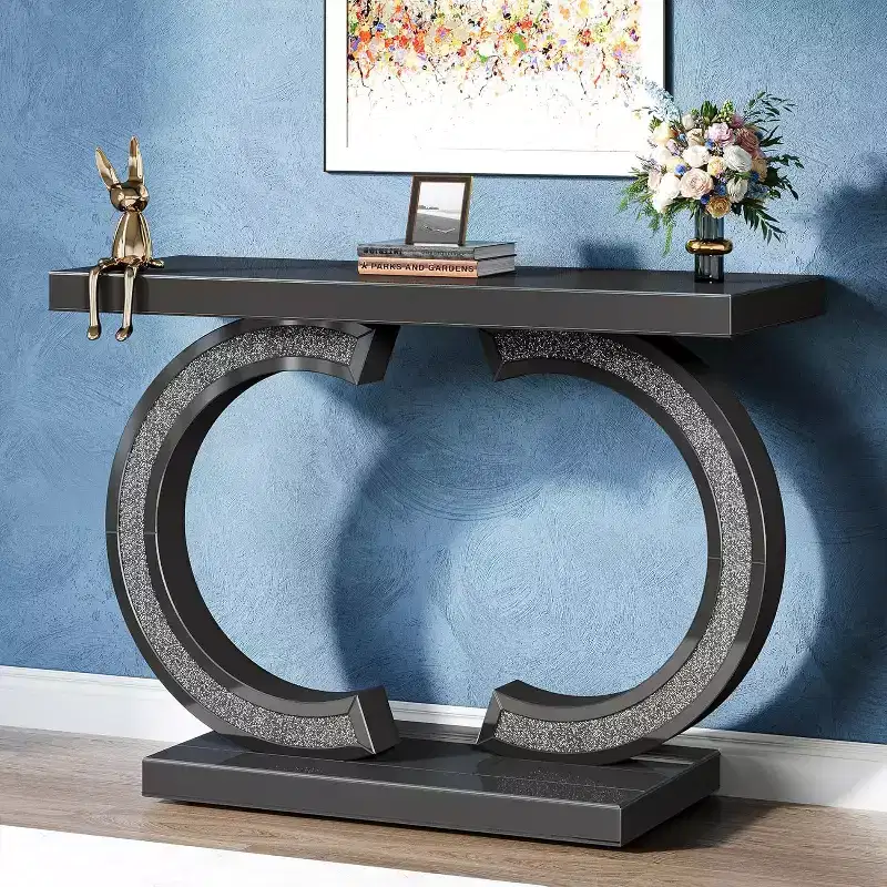 Tribesigns Modern 39-inch Mirrored Console Table with Sparkling Crystal Inlays