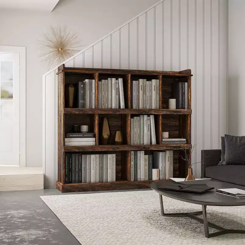 10-Cube Bookcase Freestanding Bookshelf - Vintage Industrial Style