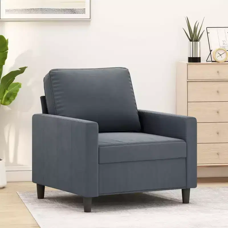 vidaXL Dark Gray Sofa Chair - Velvet Upholstered Seating with Metal Frame - Modern Design for Living Room and Office Area Comfort