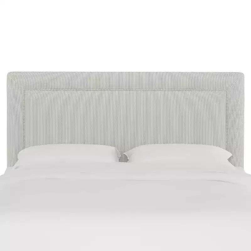 Striped Upholstered Headboard, Twin/Full Size, 100% Cotton, Pine Frame