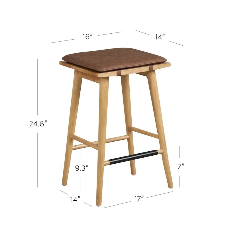 Boucle Upholstered Backless Counter Height Barstool with Cushion, Metal Legs, Modern Style