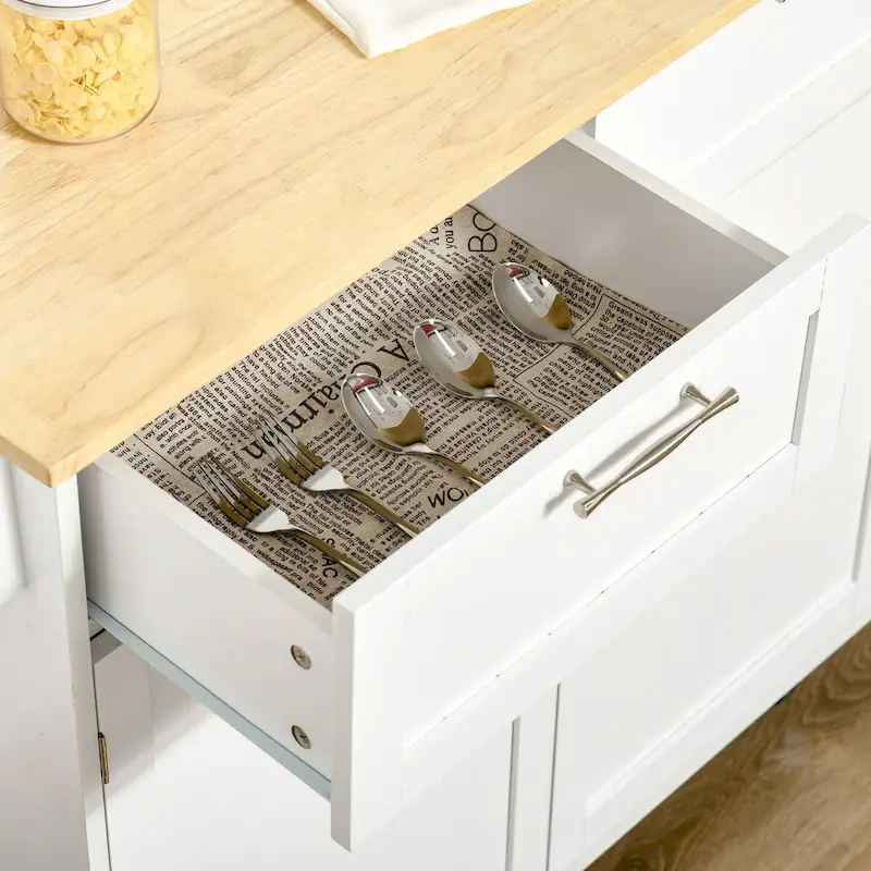 41 Modern Rolling Kitchen Island on Wheels with Rubberwood Top