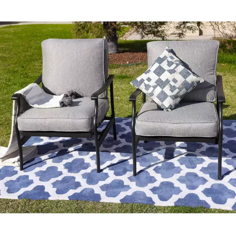 2pc Steel Outdoor Patio Accent Chairs - Lokatse
