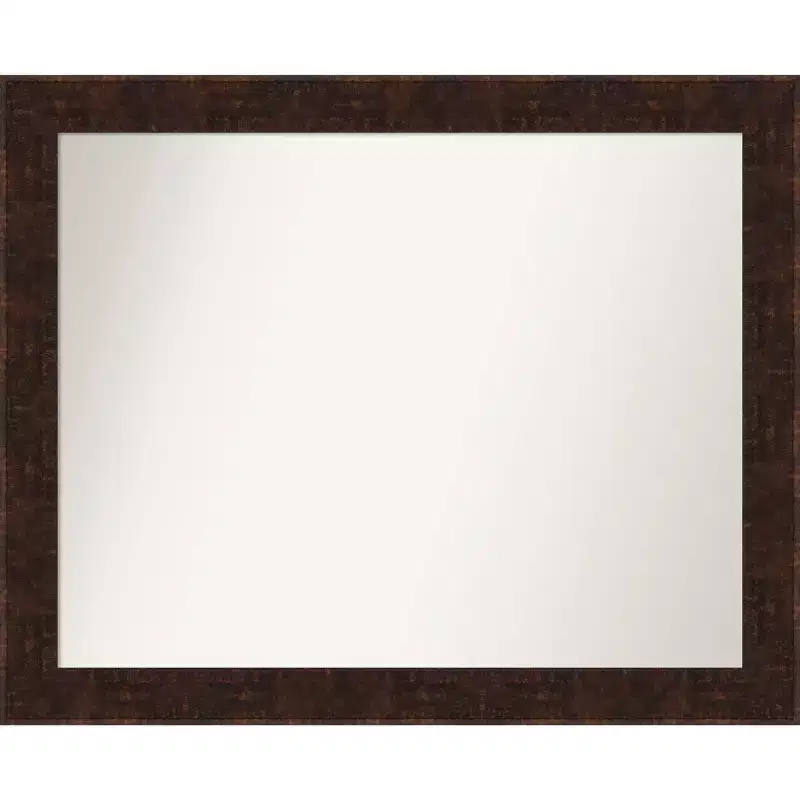 32 x 26 William Mottled Bronze Narrow Wall Mirror: Modern, Rectangle, No Assembly - Amanti Art