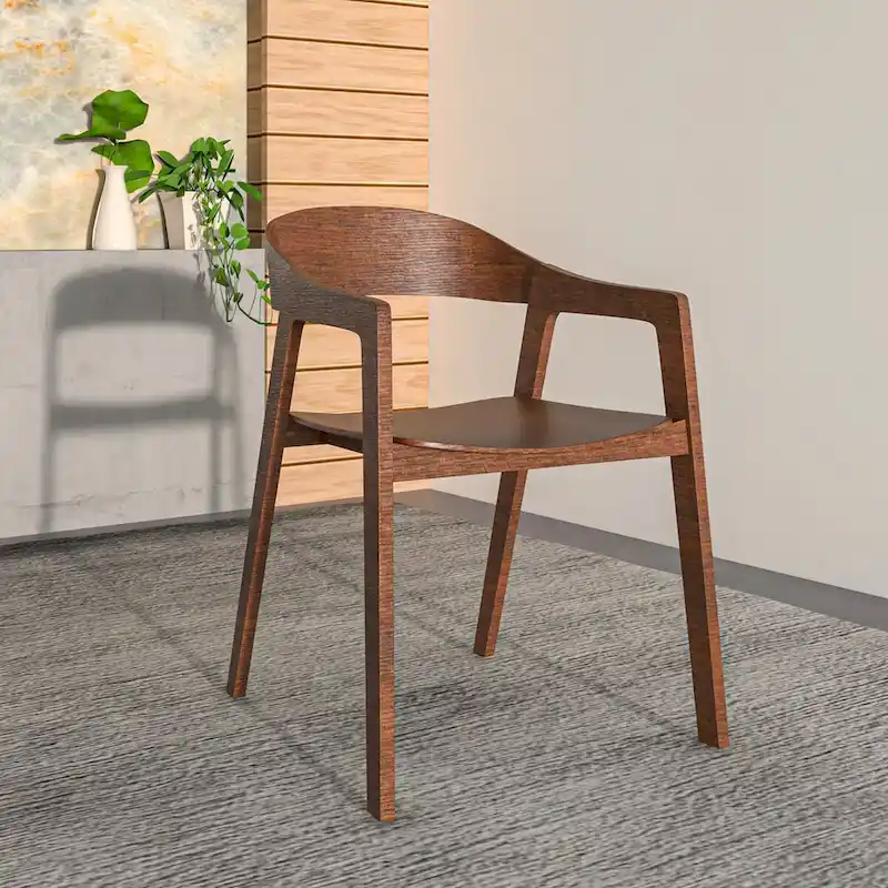 Modern Solid Oak Accent Dining Chair with Arms – Fully Assembled