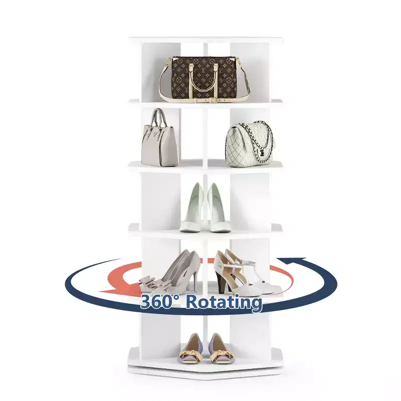 360 Rotating Shoe Rack, Hexagon Spinning Shoe Organizer, 5-Tier or 7-Tier, Holds 24 Pairs, for Entryway, Living Room & Closet
