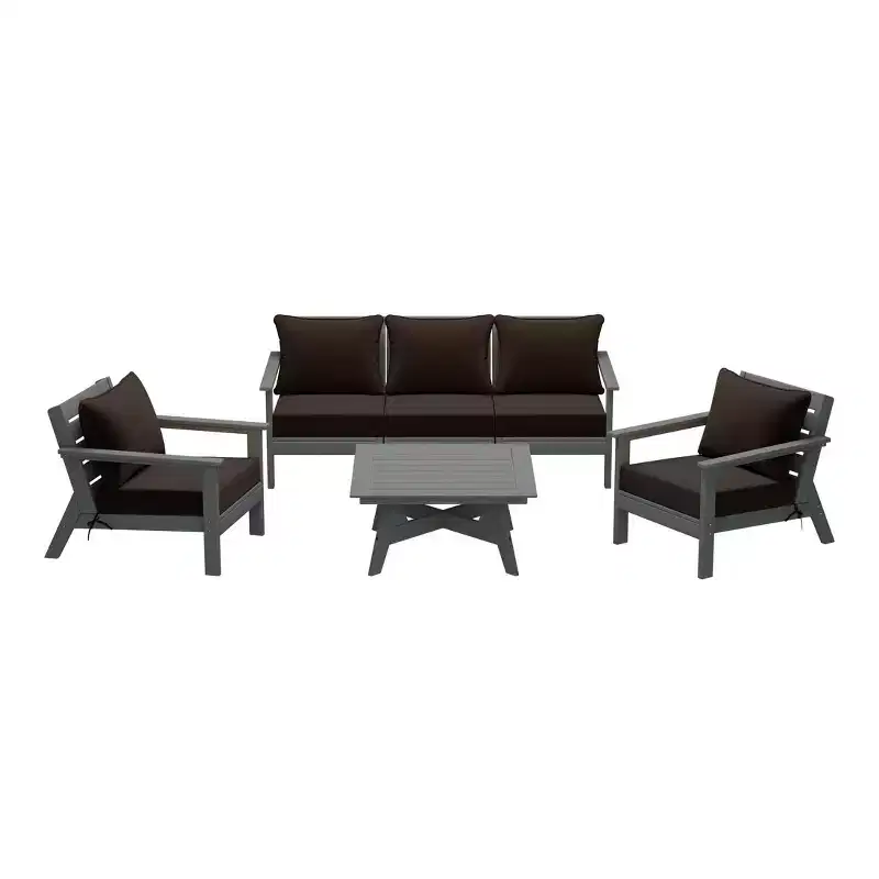 WestinTrends Avalon Outdoor 6-Piece Modular Sectional Patio Furniture Sofa Set, Gray/Brown