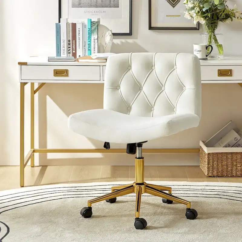 Ollie Modern Flannel Swivel Tilting Office Chair with Pillow by HULALA HOME