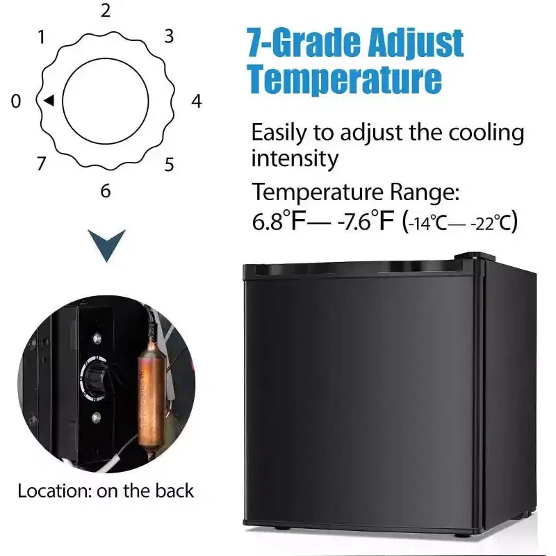ZAFRO upright Deep Freezer (1.1/2.1/3.0 Cu.Ft) with Adjustable Thermostat & Removable Shelves , Optional Reversible Door & Stainless Steel