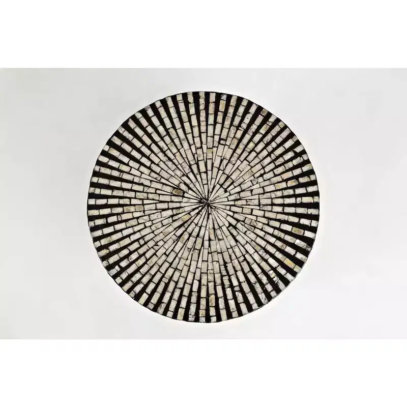 Jofran,Global Archive Round Terrazzo Handcrafted Capiz Shell Accent Table- Black Color