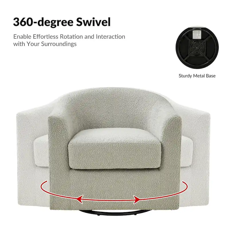 Rita Modern Ergonomic Boucle Upholstered Swivel Barrel Chair by HULALA HOME