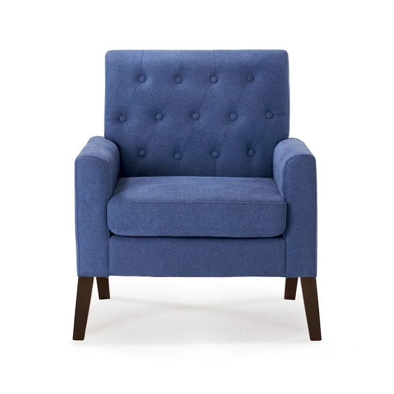 Linen Accent Chair Comfy Living Room Chair with Arms Upholstered Button Tufted Armchair Modern Arm Chairs Set Of 2