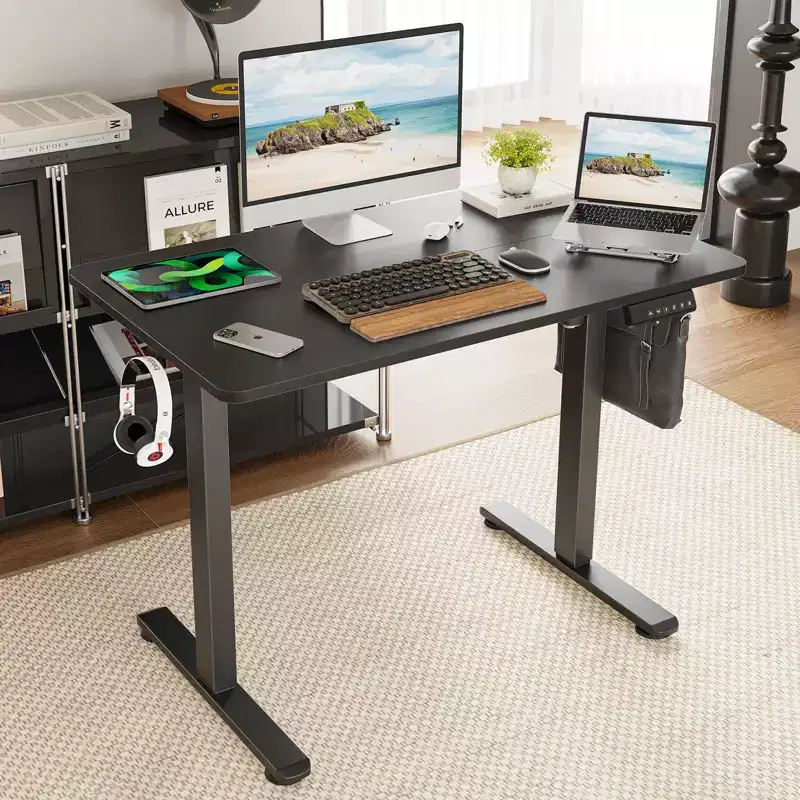 GDFStudio Axton Electric Standing Desk Adjustable Height Sit Stand Home Office Desk with Splice Board