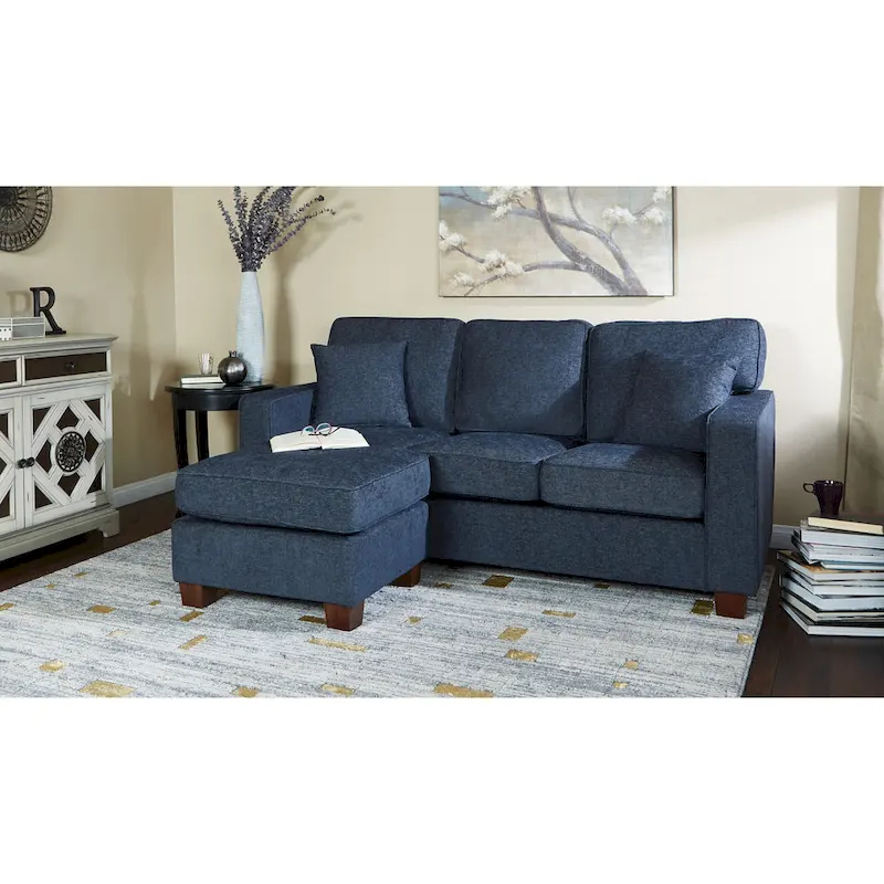 Navy / Earth / Taupe Reversible Chaise Sectional Sofa, Seats 3-4