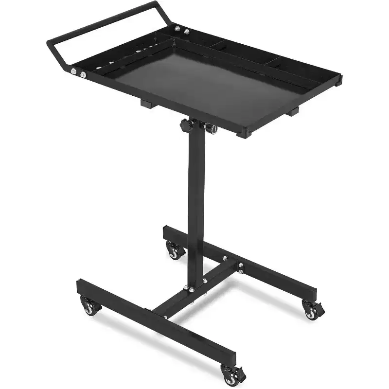 COZONY Heavy Duty Rolling Tool Tray, Steel Adjustable Work Table with Wheels for Garage Workshop DIY, 224 LBS Capacity