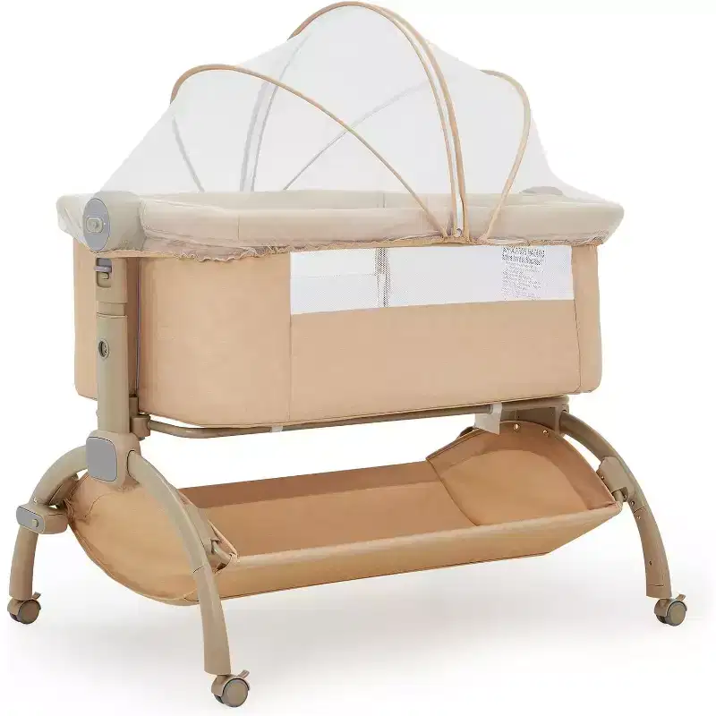 3-in-1 Bedside Bassinet Baby Sleeper with Mosquito Net, Travel Crib and Adjustable Height