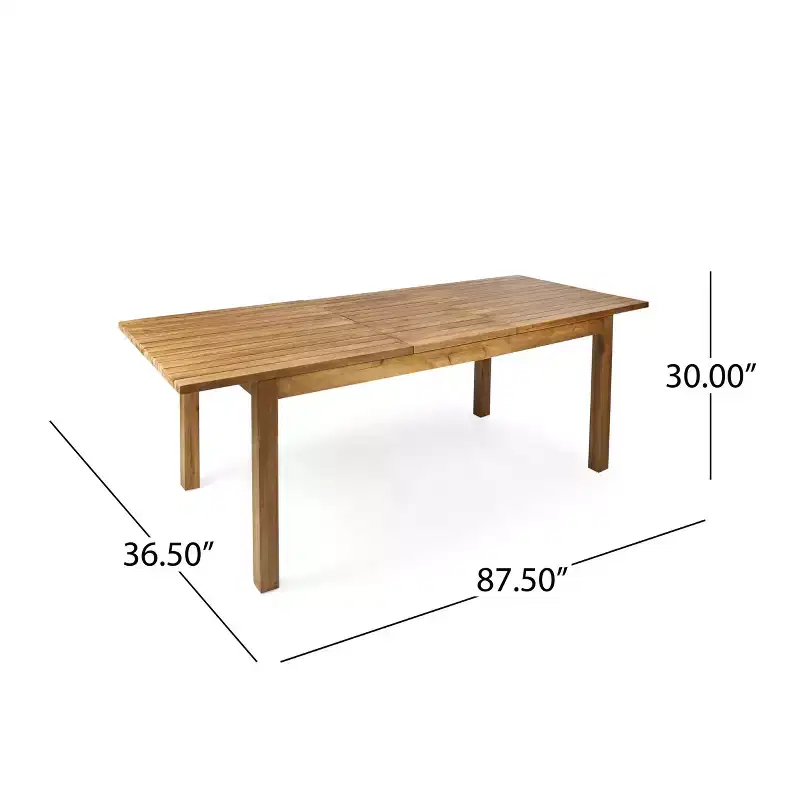 Christopher Knight Home Rasmus Modern 7 Piece Patio Acacia Dining Set with Expandable Slatted Table and Cushion