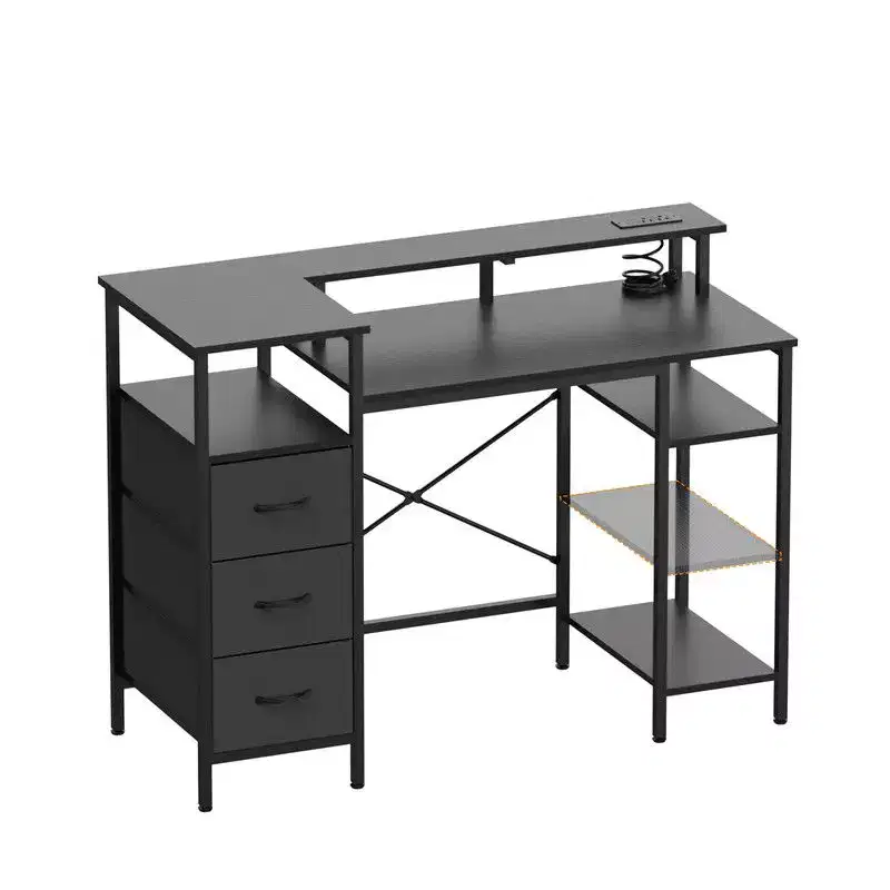 47.2'' Modern Computer Desk With Charging Station & Storage Drawers