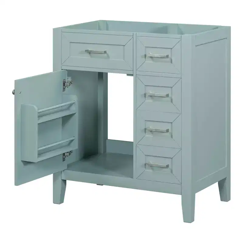 MAYEERTY 30 Bathroom Vanity without Sink Cabinet Base Solid Frame MDF Drawers Green