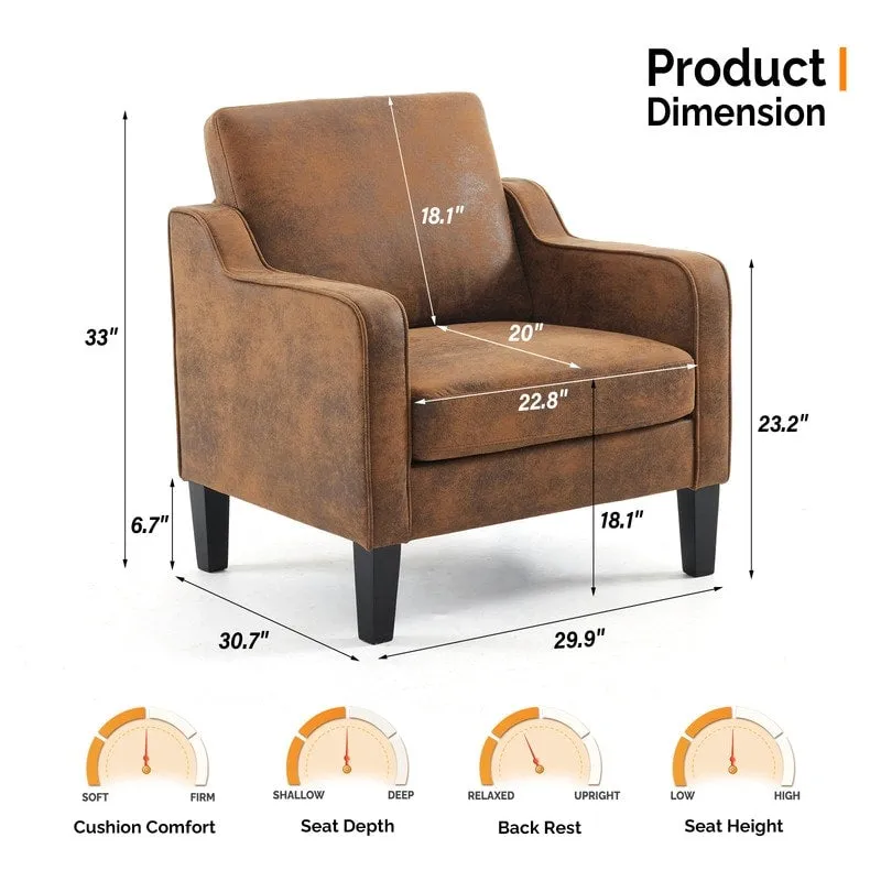 Mid-Century Modern Accent Chair, Single Seat – Multi-Color Options